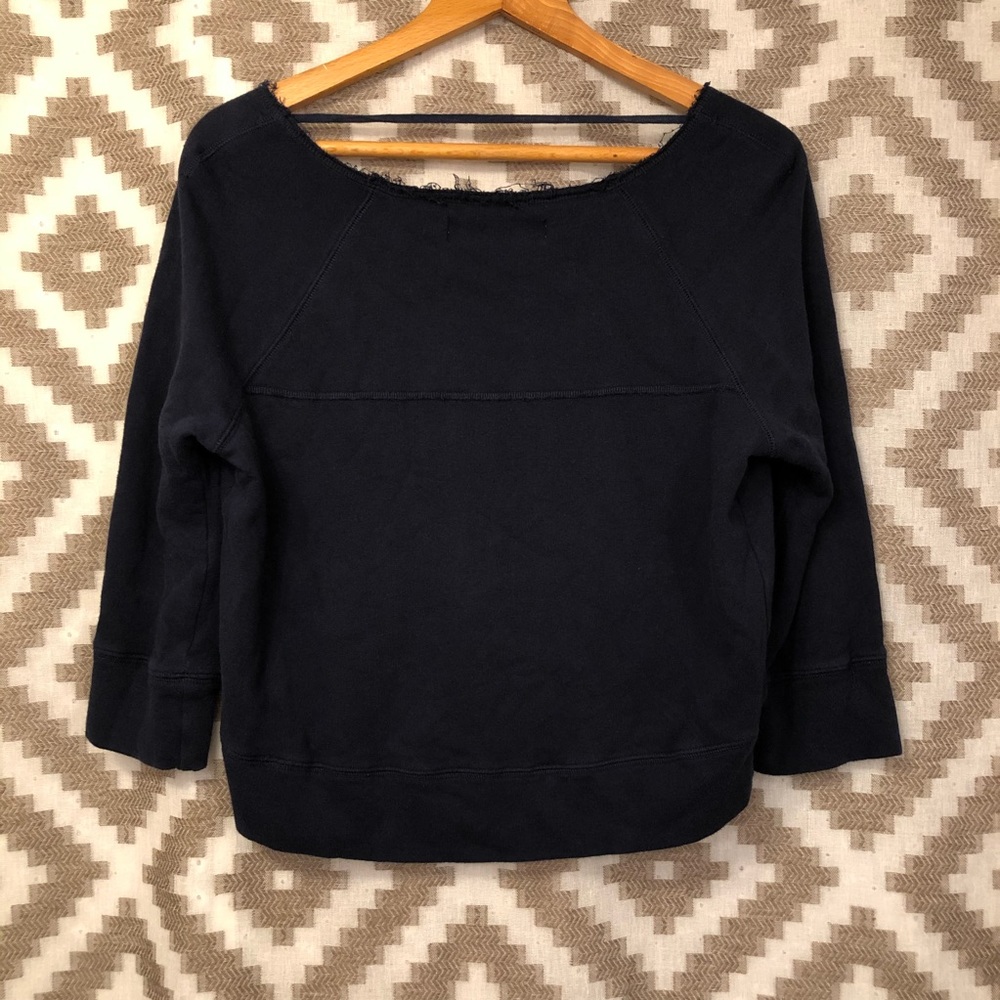Free People Beach Navy Blue Cropped Sweatshirt - Picture 5 of 5